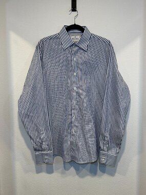 Brooks Brothers X Thomas Mason Men's Striped Collar Dress Shirt Size 15.5-34